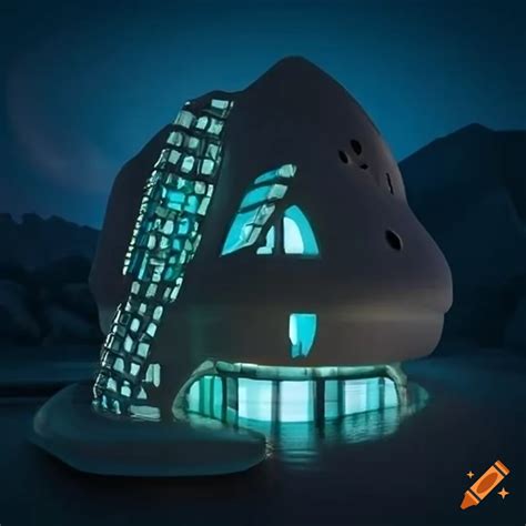 Futuristic Minimalist House With Alien Life Forms