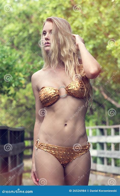 Woman Walking In Bikini Stock Photo Image Of Adult Swimsuit