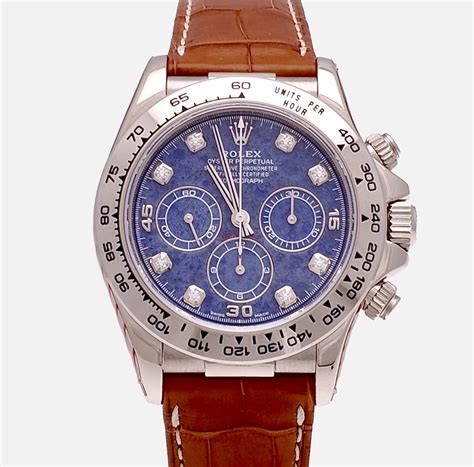 Rolex Daytona 16519 Sodalite Dial 18K White Gold MMC Riviera