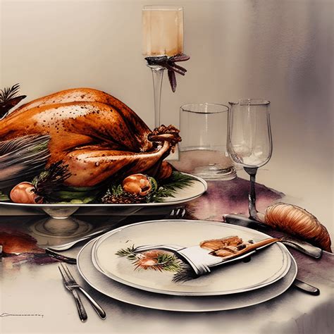 Muted Thanksgiving Turkey Dinner · Creative Fabrica