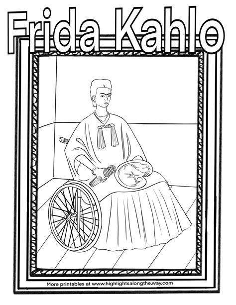 Frida Kahlo Coloring Page Instant Download