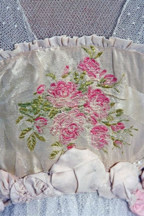 1910 S Edwardian Ivory White Lace And Watercolor Garden Floral Silk Tea