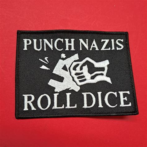 PUNCH NAZIS ROLL DICE Embroidered Patch Rock N Roll Knife Fi