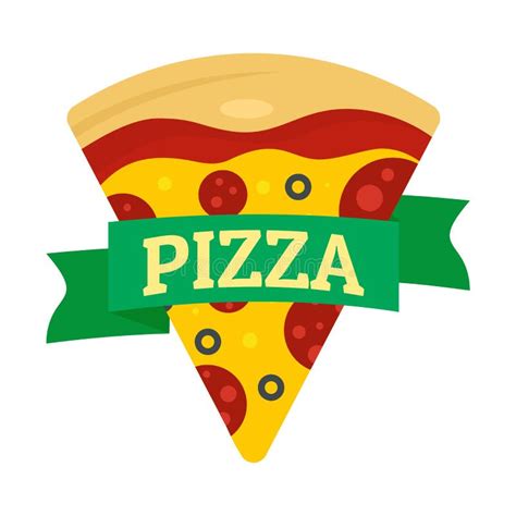 Pizza Slice Logo, Flat Style Stock Vector - Illustration of emblem, lunch: 158724363