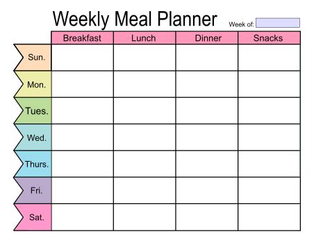 Weekly Meal Planner Template: Free PDF Menu Templates