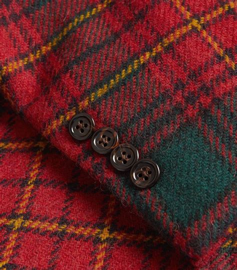 Mens Polo Ralph Lauren Red Wool Tartan Blazer Harrods UK