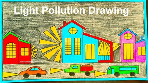 Light Pollution Drawing Simple And Easy Types Of Pollution Science