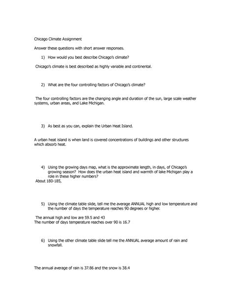 Chicago climate FA 2022 - Chicago Climate Assignment Answer these