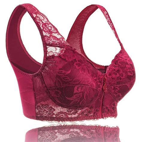 Lace Seamless Zipper Front Closure Bra Wireless Cotton Cup Vest Bras M