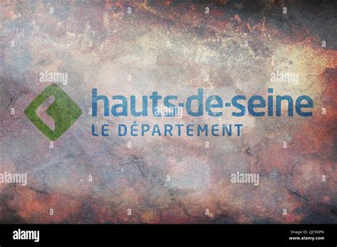 Top View Of Retroflag Department Of Hauts De Seine France With Grunge