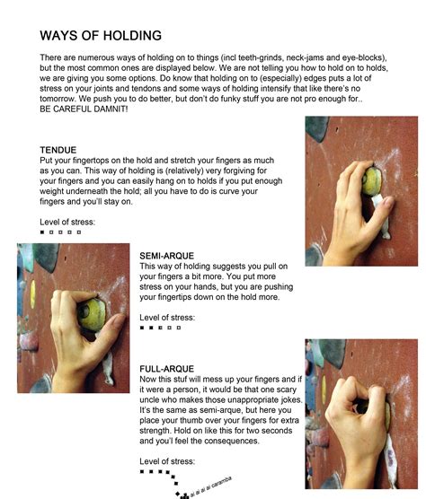 Ways Of Holding Grips Climbing Greepbelasting Klimmen Rock Climbing