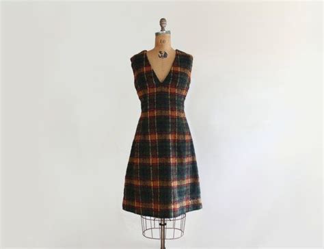 1960s Dress 60s Plaid Wool Jumper Dress Size By Lemollusque 1960s