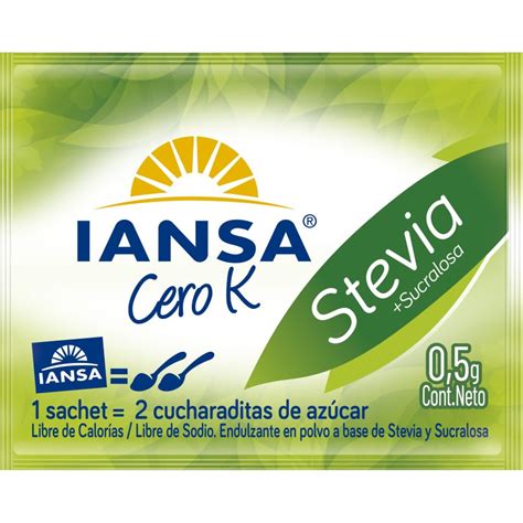 Endulzante En Polvo Iansa Cero K Stevia G Sachet