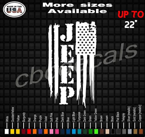 American Flag Vinyl Decal Sticker With custom For ” Jeep” Wording ...