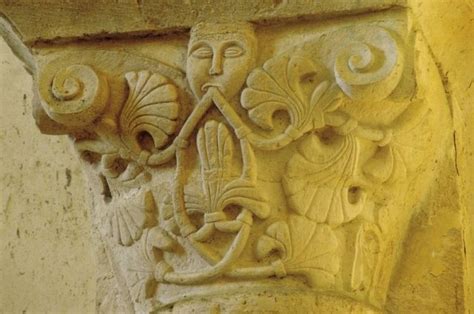 Green Man In The Abbey Church At Cellefrouin Charente France Photo