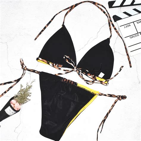 Hot Sell Thong Bikini Leopard Print Sexy Sling One Piece Micro Bikini