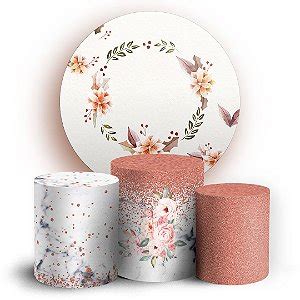 KIT Redondo e Trio Floral Glitter Sublimado 3D Sublitex painéis