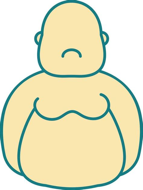 Shirtless Fat Man Cartoon Icon In Yellow Color. 24180056 Vector Art at ...