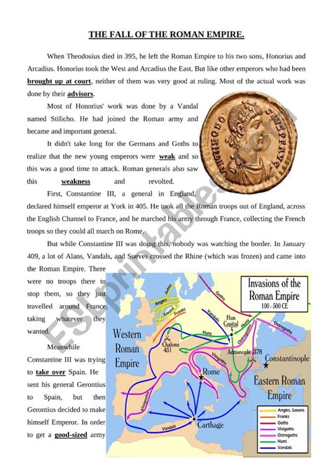 English Worksheets Fall Of The Roman Empire