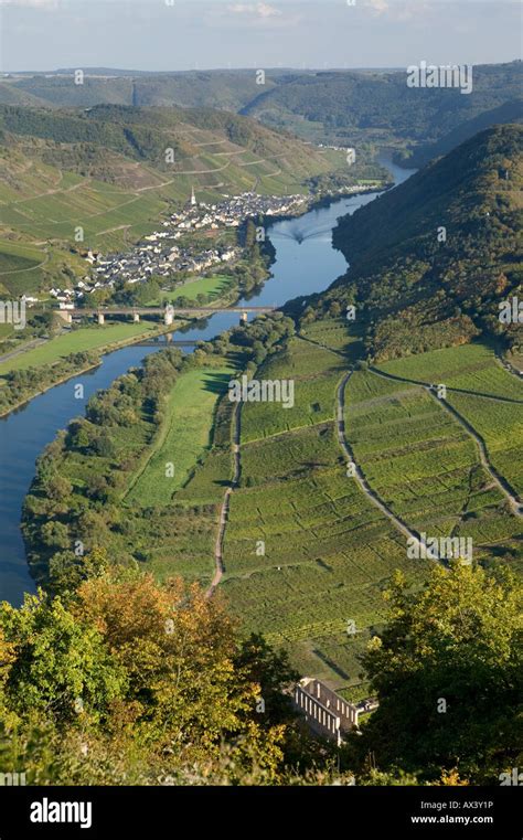 Moselschleife Bei Bremm Germany Landscape Near Bremm Moselle Stock