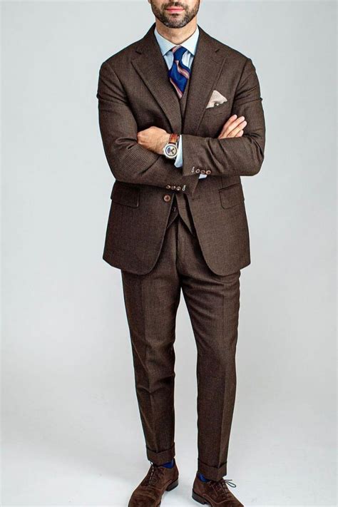 Brown Three Piece Suit Gentleman Style Giorgenti Custom Suits