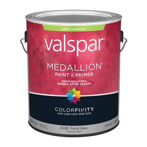 Valspar 027 0004108 007 Xcp4 Paint And Primer Medallion Satin Pastel Base Exterior 1 Gal Pack Of 4