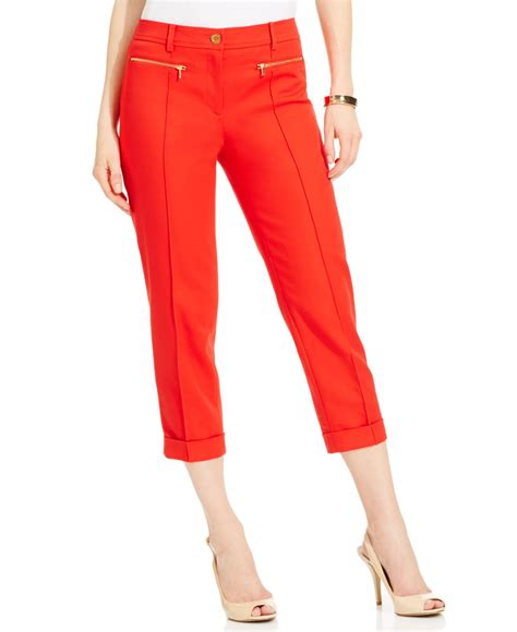 Jones New York Zip Pocket Cropped Capri Pants In Red Lyst