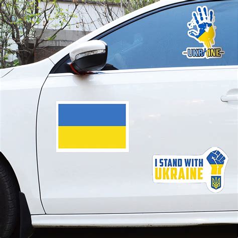 D2ucco 12pcs I Stand With Ukraine Sticker Vinyl Decal Ukrainian Flag