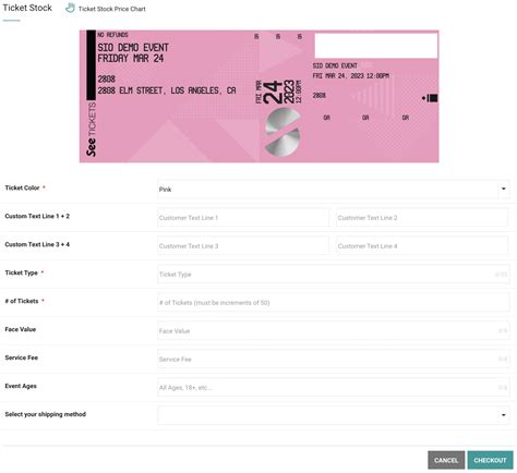 ticket stock customization  ordering client support