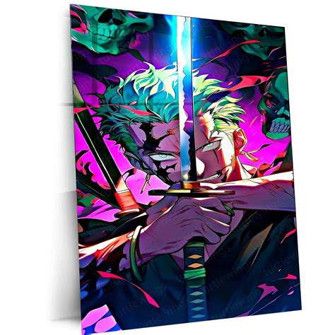 Roronoa Zoro Metal Poster | One Piece Anime Wall Art | Santoryu Sword