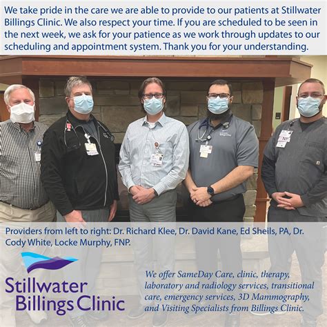 Appointment & Scheduling Updates | Stillwater Billings Clinic - Caring