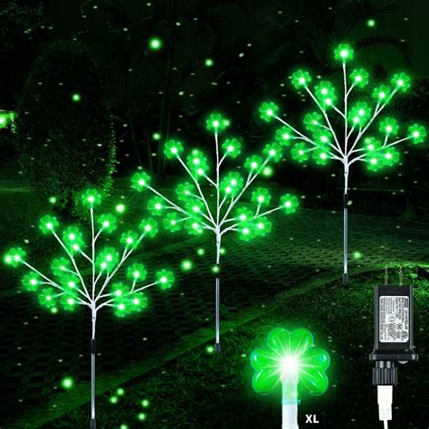 Amazon Pack St Patricks Day Decorations Outdoor Solar Shamrock