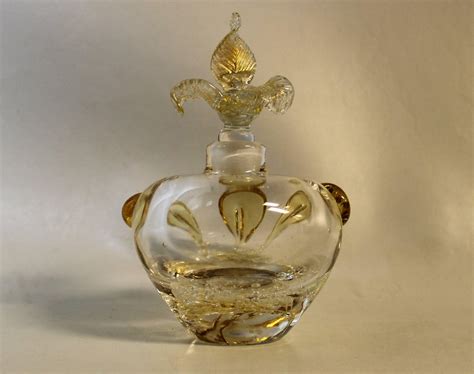 Murano Perfume Bottle With Gold Flecks Attributed To Barovier E Toso At