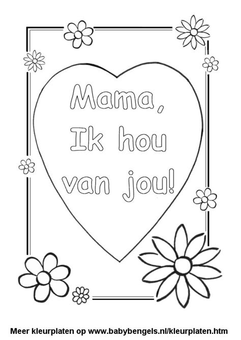 Kleurplaat Hart Valentijn Moederdag Vaderdag Knutselen Rond