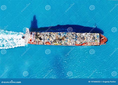 Cargo Ship Transports Containers of Garbage for Recycling Factory ...