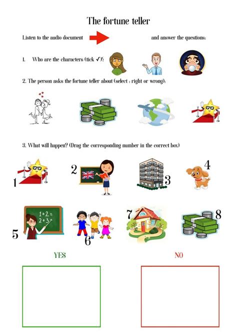 At The Fortune Teller S Worksheet English As A Second Language Esl