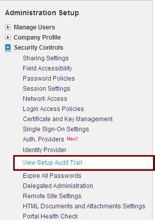 Salesforce Setup Audit Trail Infallibletechie