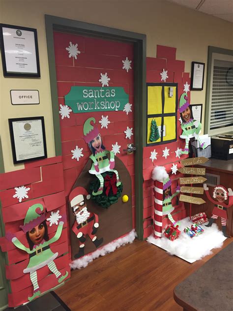 Santas Workshop Office Christmas Decorations Christmas Door