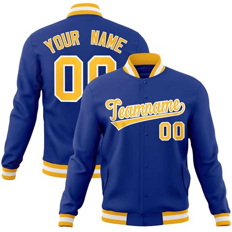 Custom Royal Gold White Classic Style Varsity Full Snap Letterman Jack