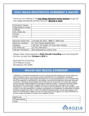 Fillable Online Stpaul Krav Maga Registration Agreement Waiver Waiver