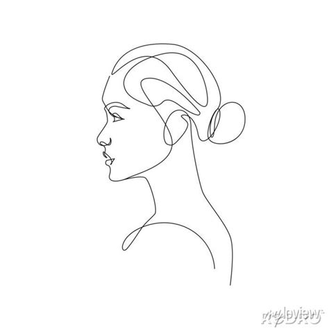 Continuous Line Drawing Of Woman Face Fashion Minimalist Concept