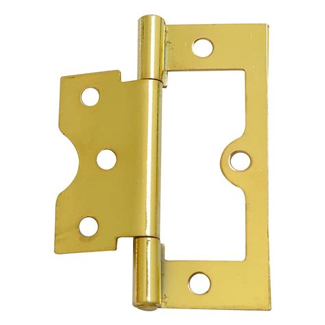 Flush Hinge 75mm Electro Brass 2 Pack Homebase