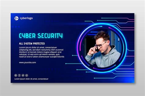 Premium Vector | Cyber security banner template with photo