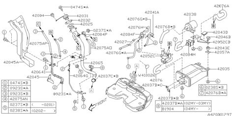 2005 Subaru STI Evaporative Emissions System Lines Fuel 42068FE190