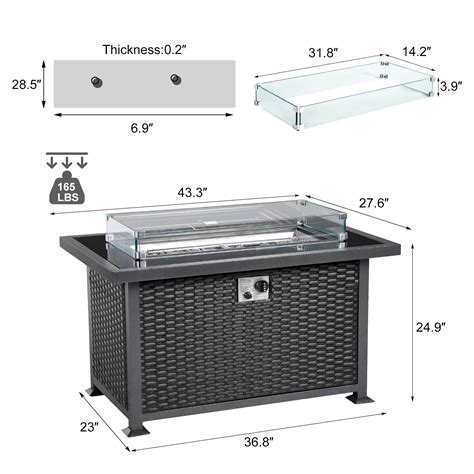 U MAX 44in Outdoor Propane Gas Fire Pit Table 50 000 BTU Auto Ignition