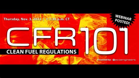 Clean Fuel Regulations CFR 101 Nov 3 2022 YouTube