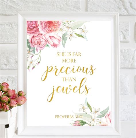 She Is Far More Precious Than Jewels Girls Quote Art Bible Etsy