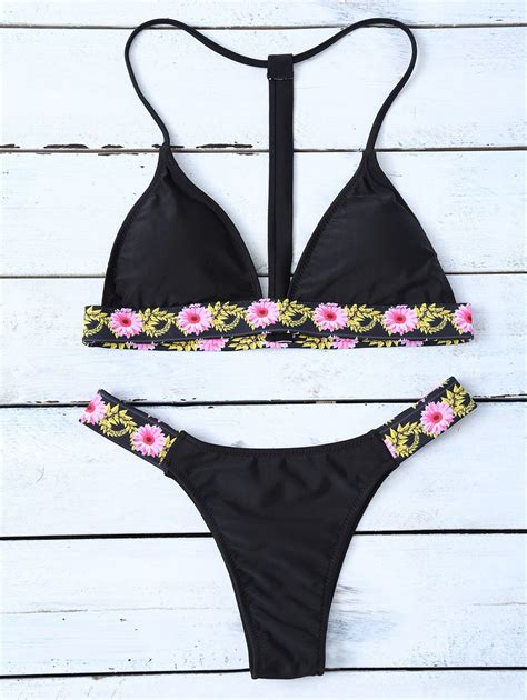 29 OFF 3D Floral Print Bikini Set Rosegal