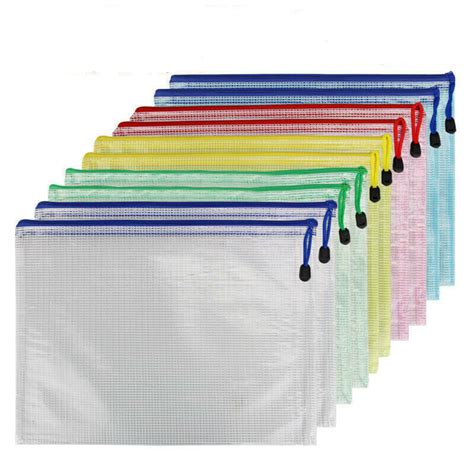 12x A4 Plastic Wallet Document Zip Lock Bags Plastic Pockets With