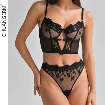 Chuangerm Oem Hot Selling Sexy Lingerie Women Embroidery Flower